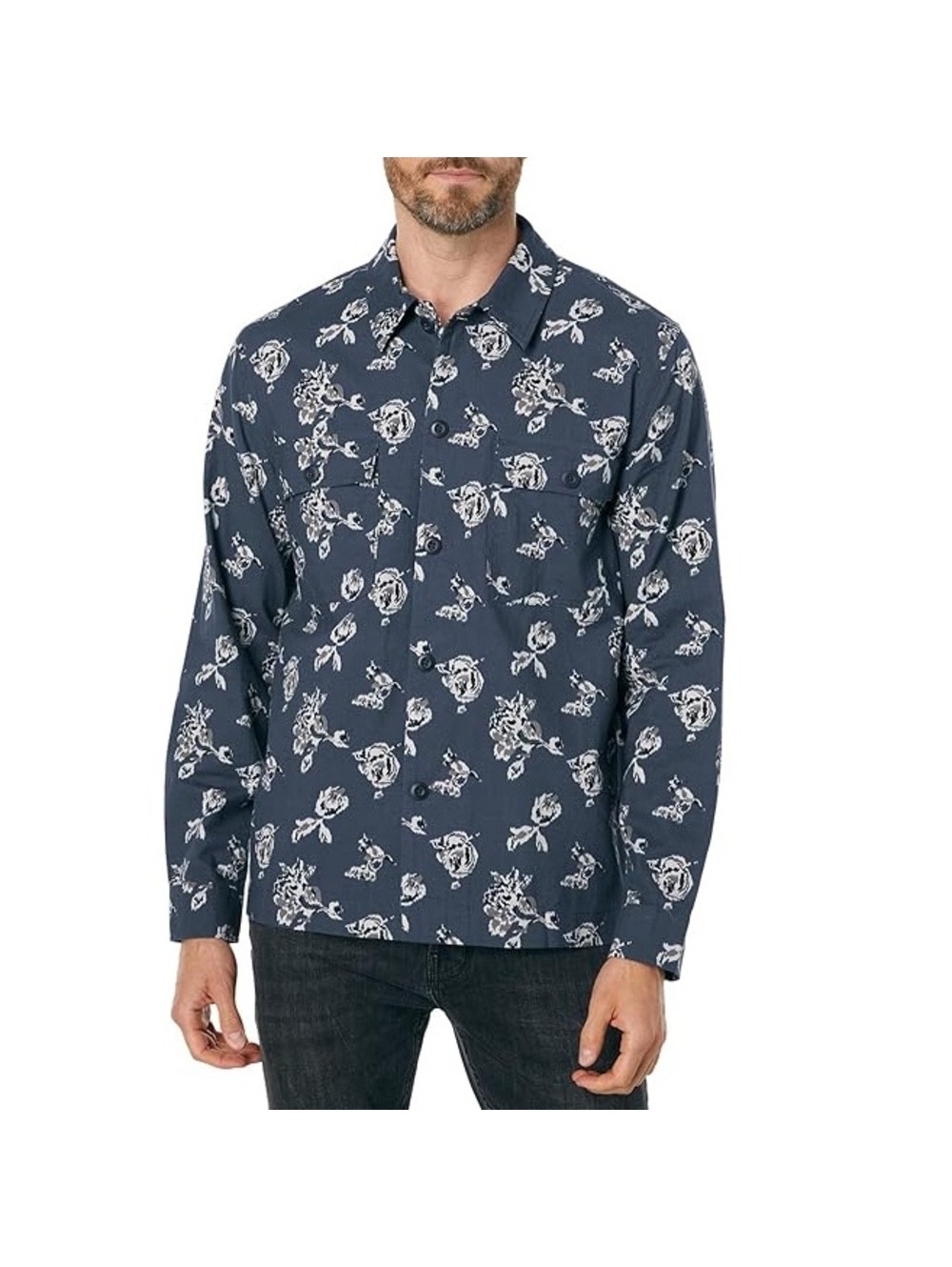 Vince Ikat Floral Print Shirt Jacket in Hem, Size M, New w/Tag Retail $395